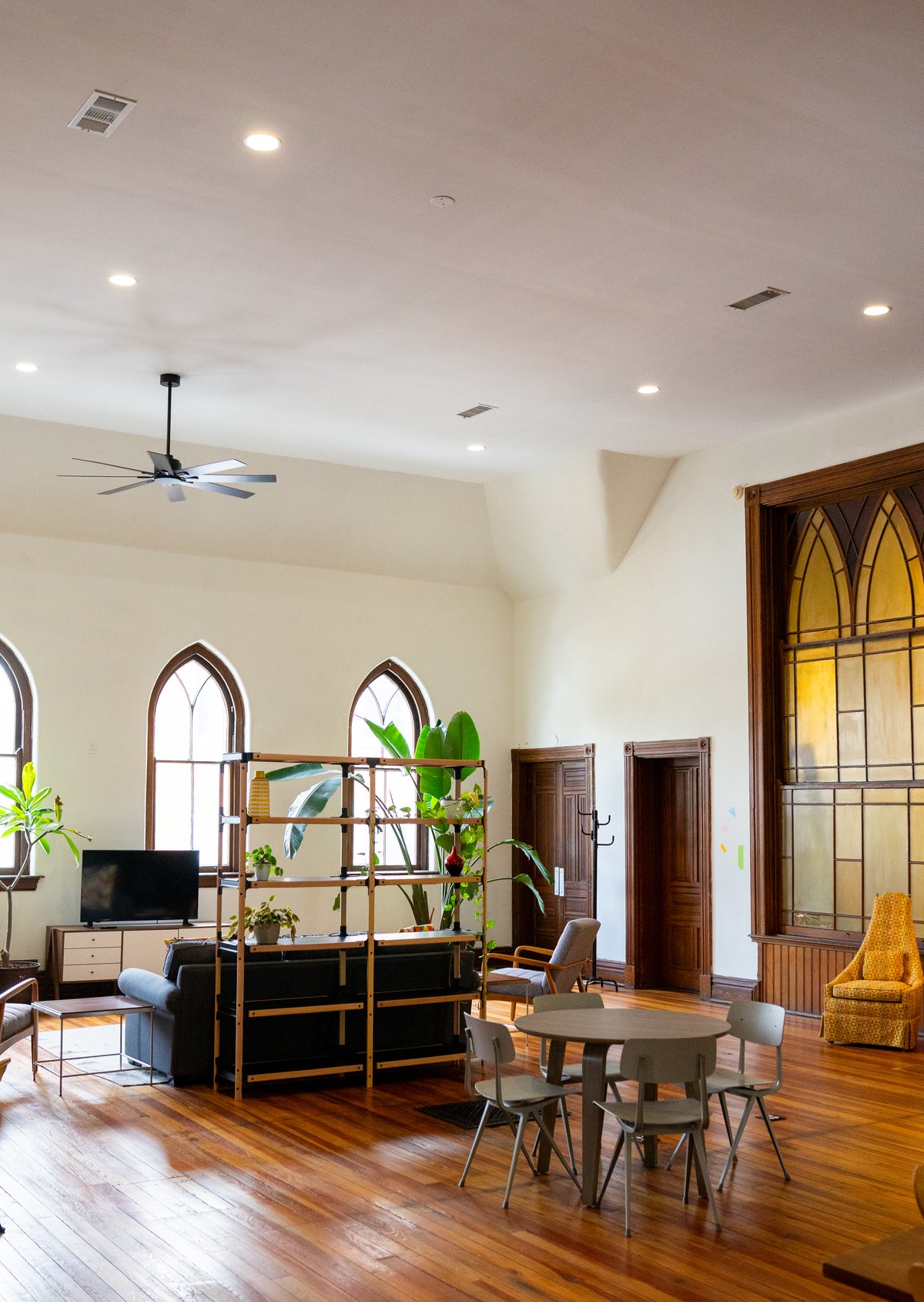 Restored church Airbnb by Mom ’n ’em Coffee in Covington Kentucky